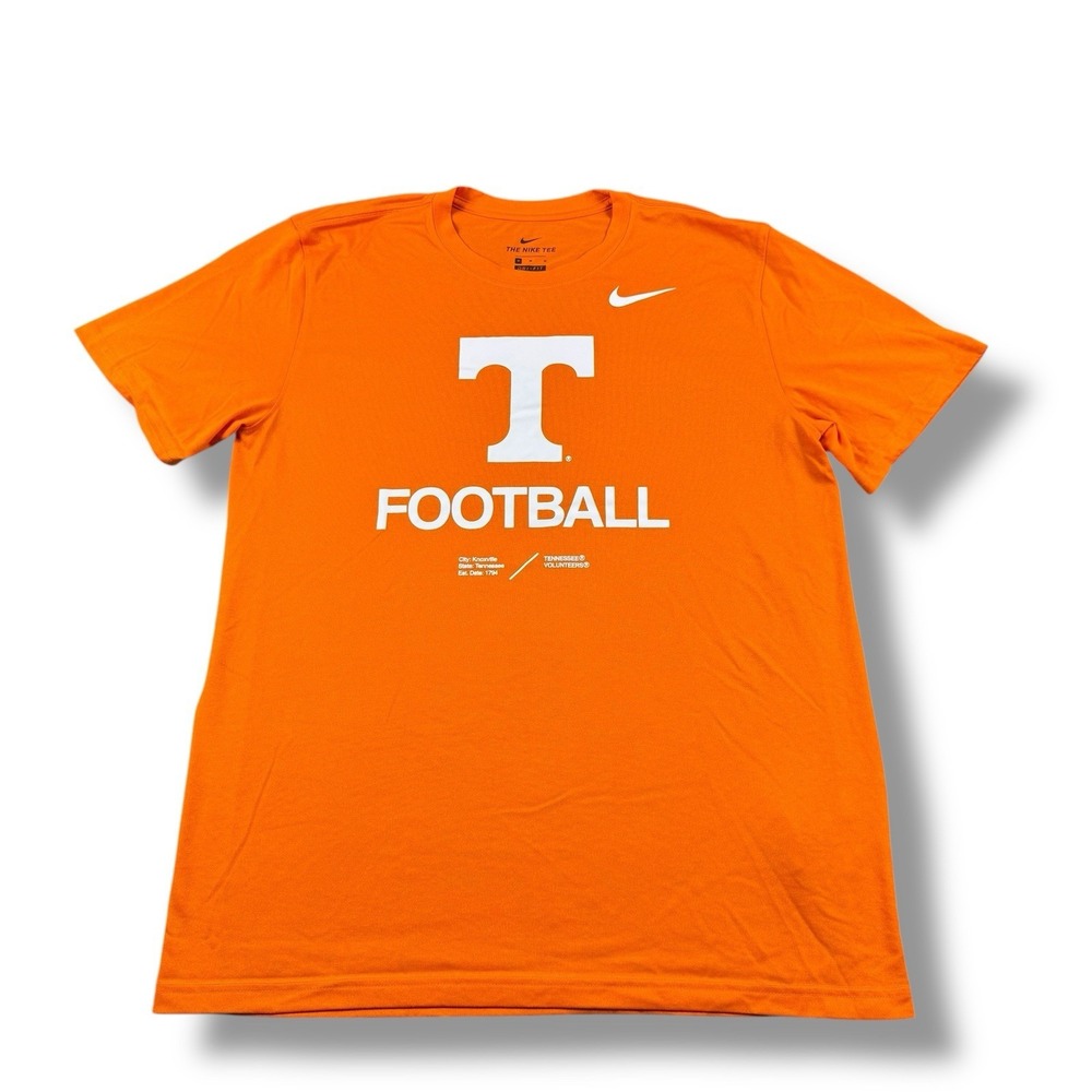 Nike Dri-Fit Tennessee Volunteers UT Football Spellout Orange T-Shirt Mens M EUC